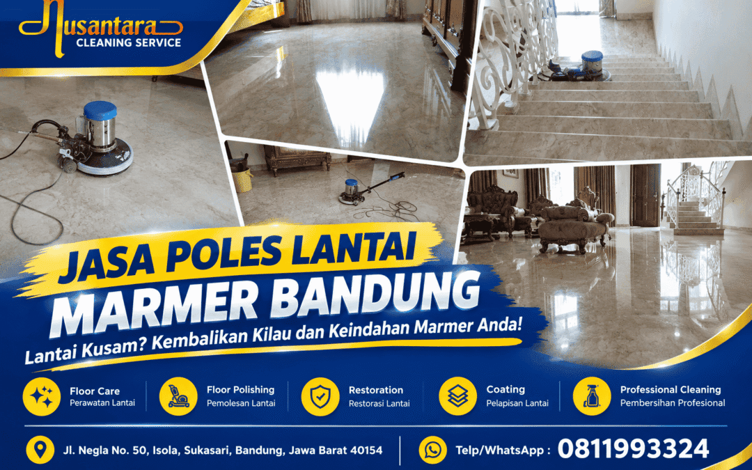 Jasa poles lantai marmer Bandung oleh Nusantara Cleaning dengan mesin poles lanta