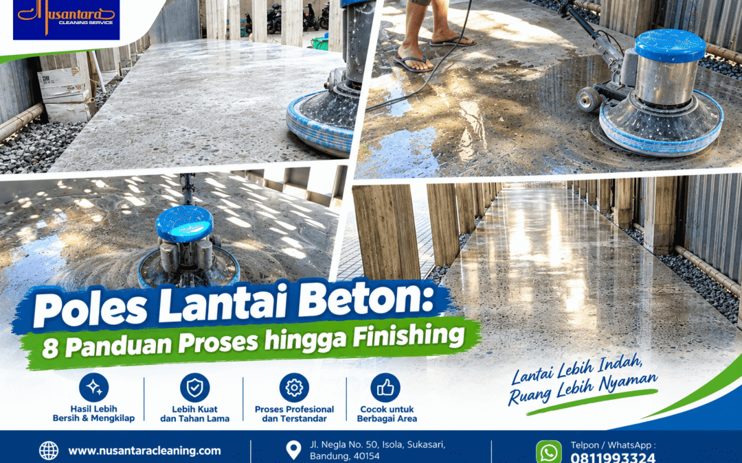 Poles lantai beton dengan hasil finishing halus dan mengilap.